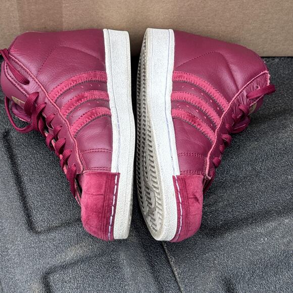 Adidas Pro Model Shell Toe Burgundy Velour Womens 6.5 Leather High Top AC7906 - Picture 10 of 12
